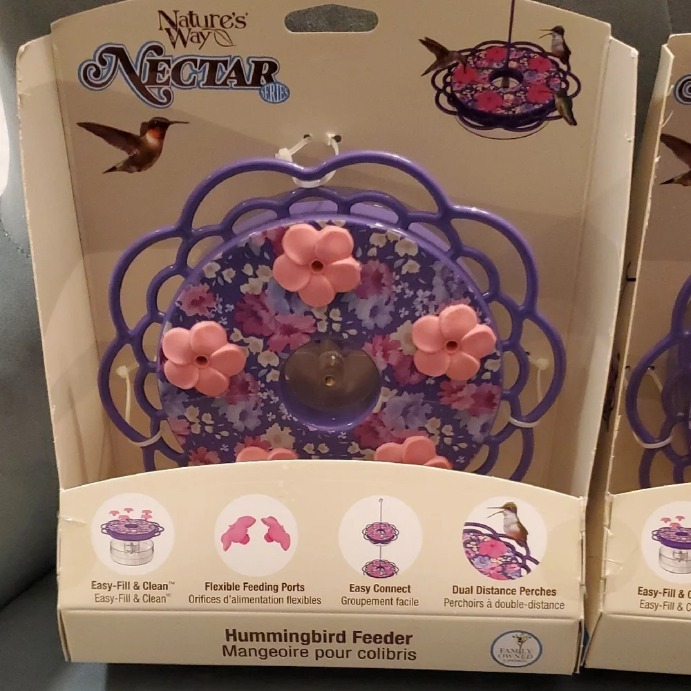 2 Floral Purple Hummingbird Feeder